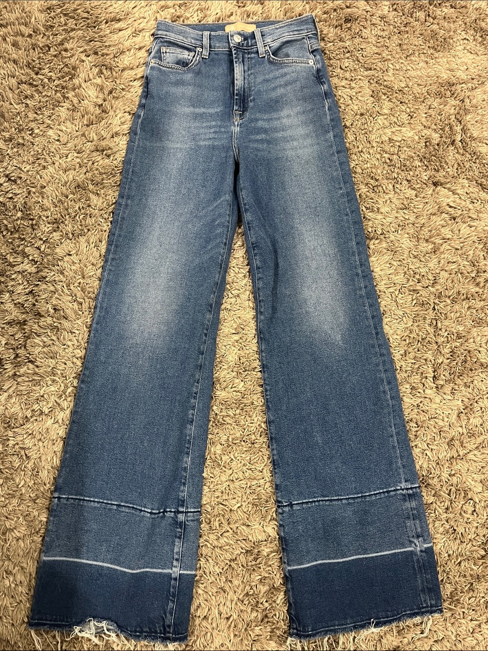 7 For All Mankind Wide Leg Jeans in Medium Blue Wash  Luxe Vintage